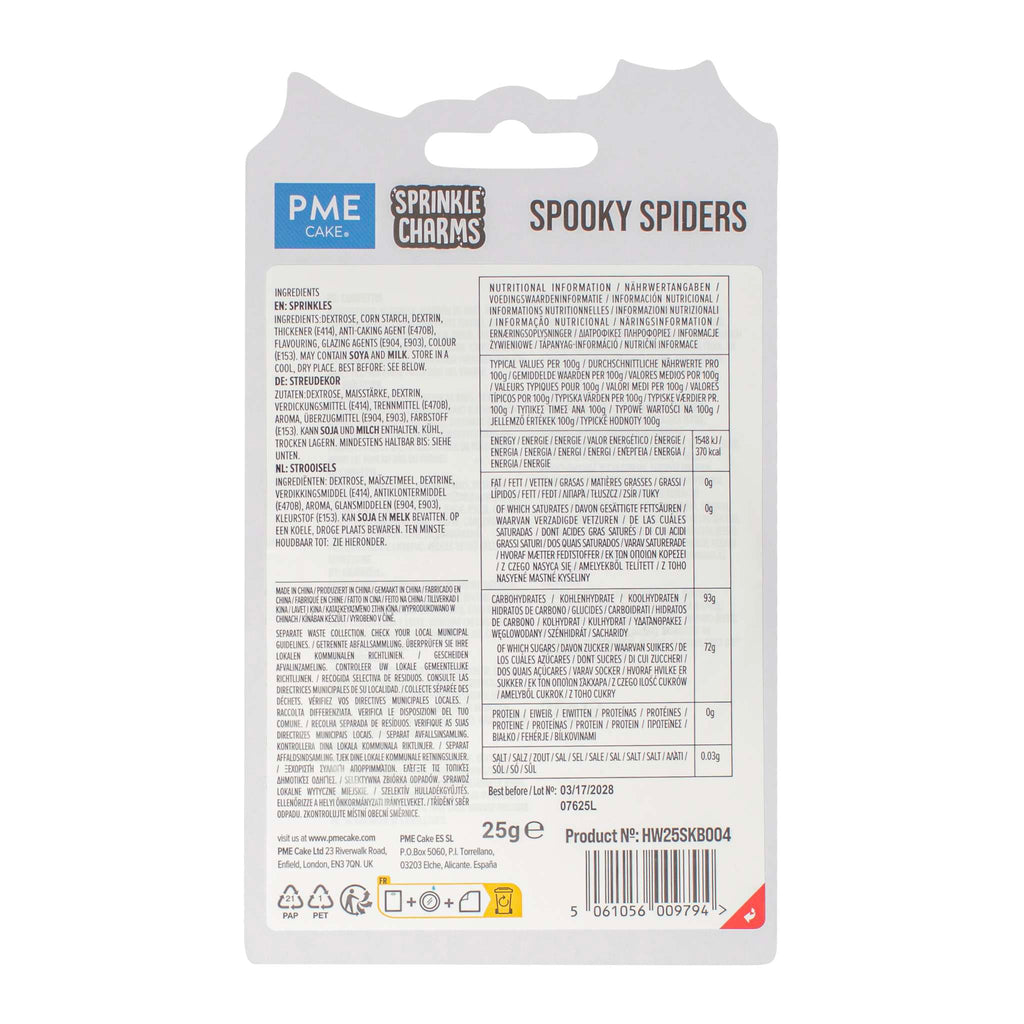 Sprinkle Charms décoratifs pour Halloween - Araignées (25g)