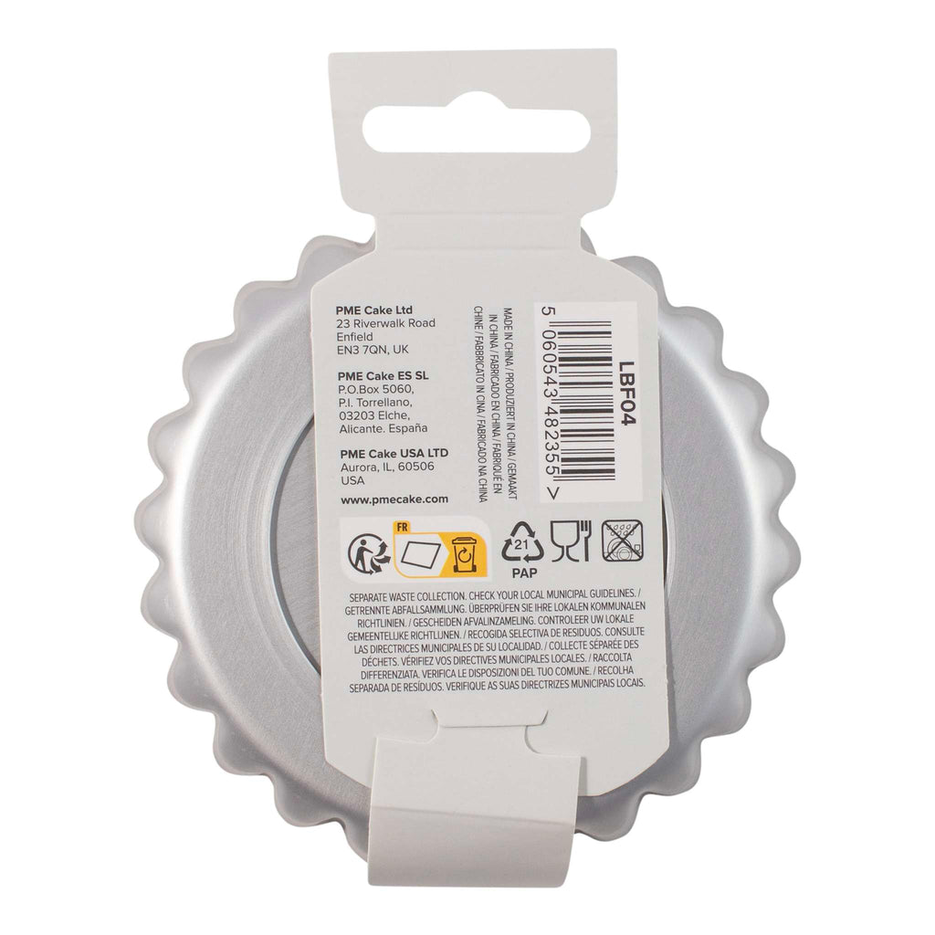 Loose Bottom Flan Aluminium Cake Tin (4 x 1" / 100 x 25mm)