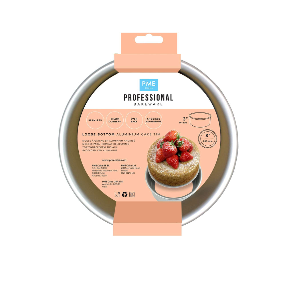 Round Loose Bottom Aluminium Cake Tin (8 x 3" / 203 x 76mm)