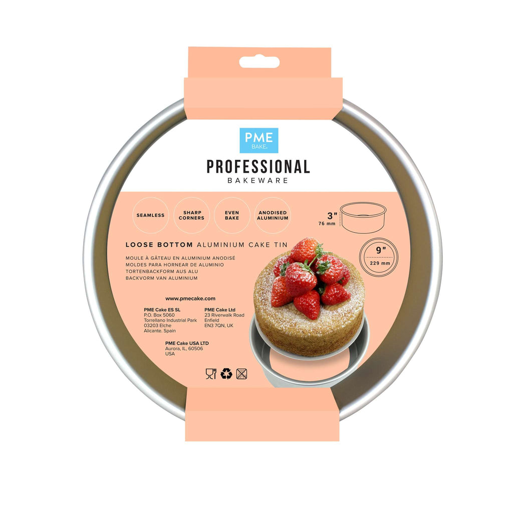 Round Loose Bottom Aluminium Cake Tin (9 x 3" / 229 x 76mm)