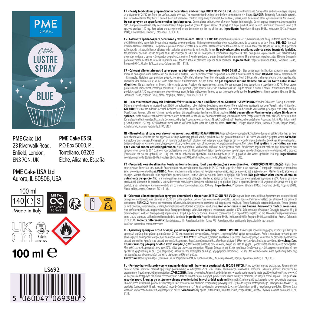 Blue Edible Lustre Spray (100ml)