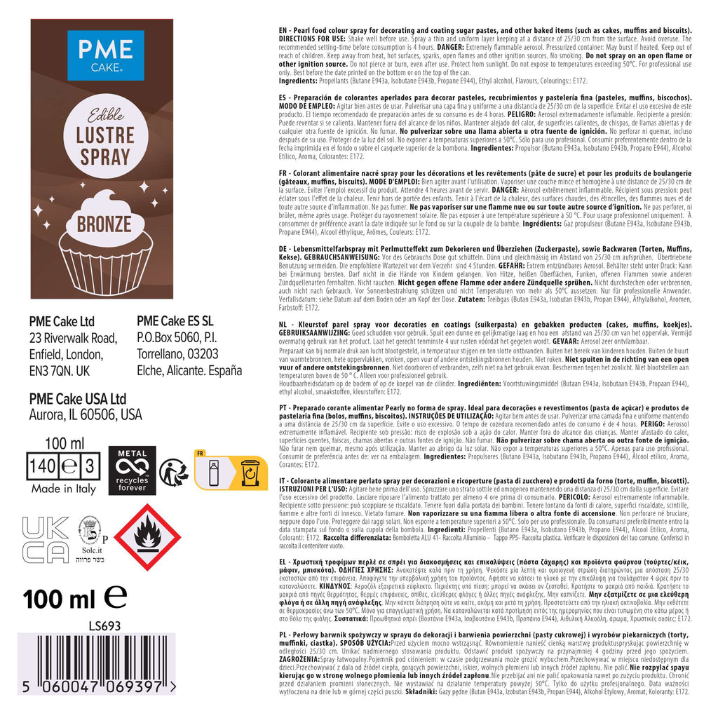 Bronze Edible Lustre Spray (100ml)
