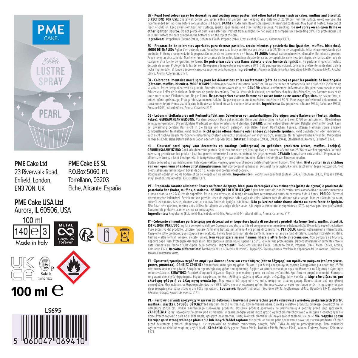 Spray Lustre Comestible - Perla (100ml)