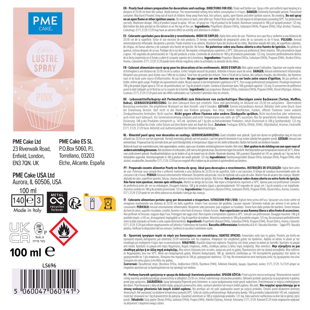 Pink Edible Lustre Spray (100ml)