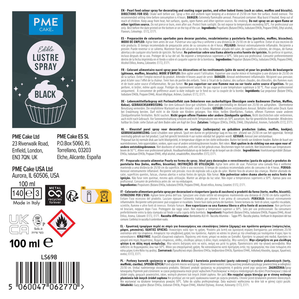 Eetbare Glans Kleurspray - Zwart (100ml)