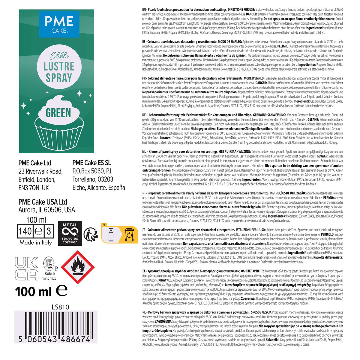Essbarer Glanzspray - Grün (100ml)