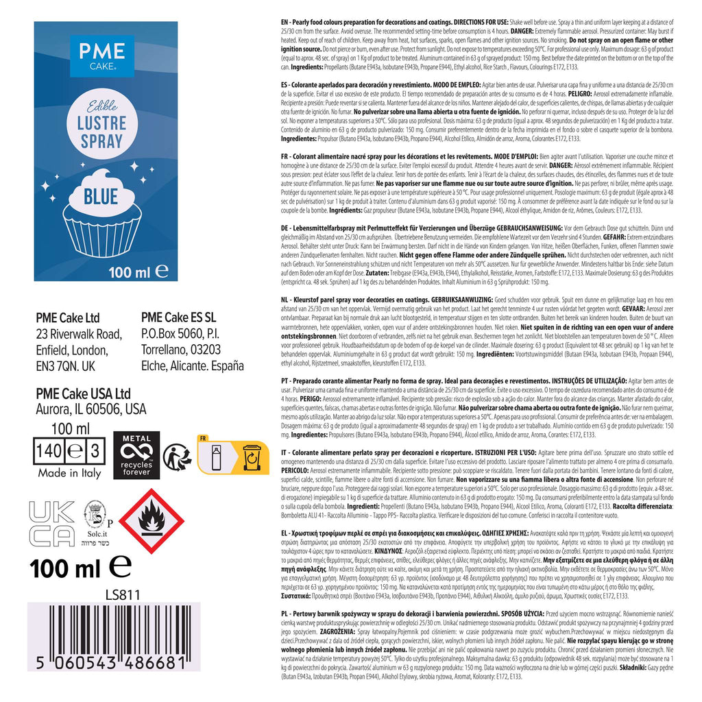 Blue Ti02 Free Edible Lustre Spray (100ml)