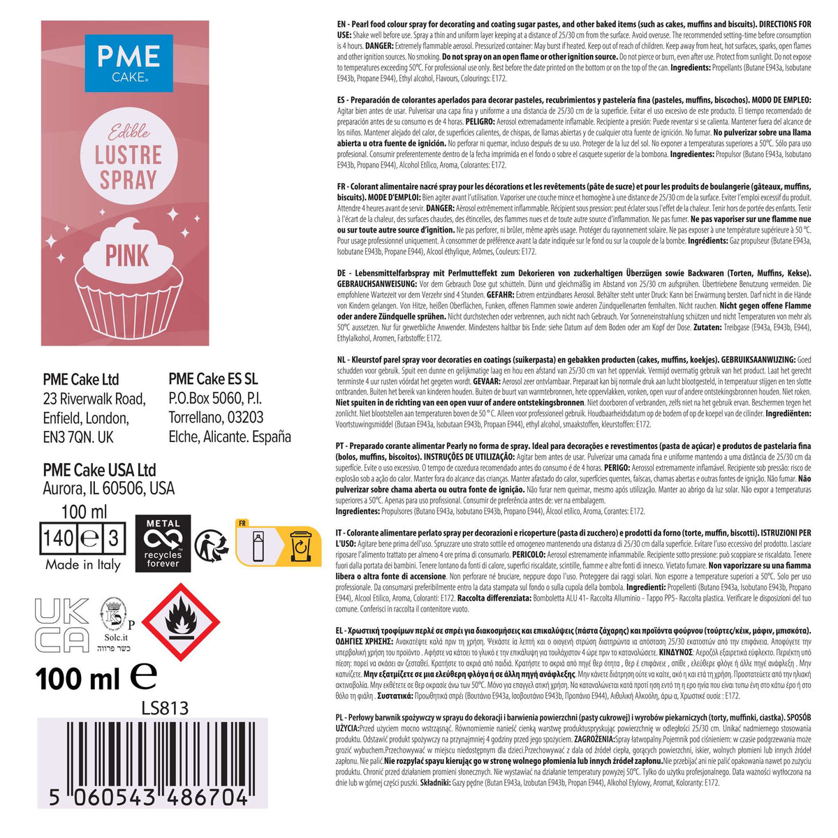 Eetbare Glans Kleurspray - Roze (100ml)