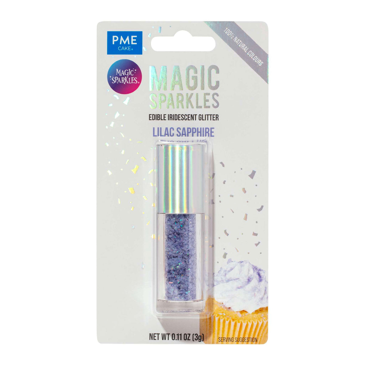 Magic Sparkles, Flocons de Paillettes Irisées Comestibles - Saphir Lilas (3g)
