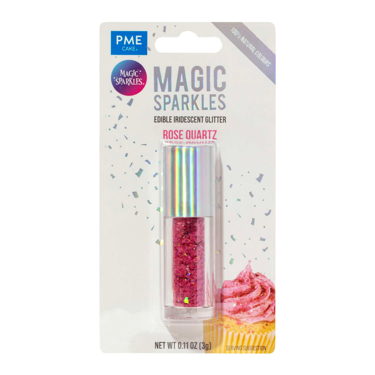 Magic Sprinkles, Eetbare Iriserende Glittervlokken - Rozenkwarts (3g)