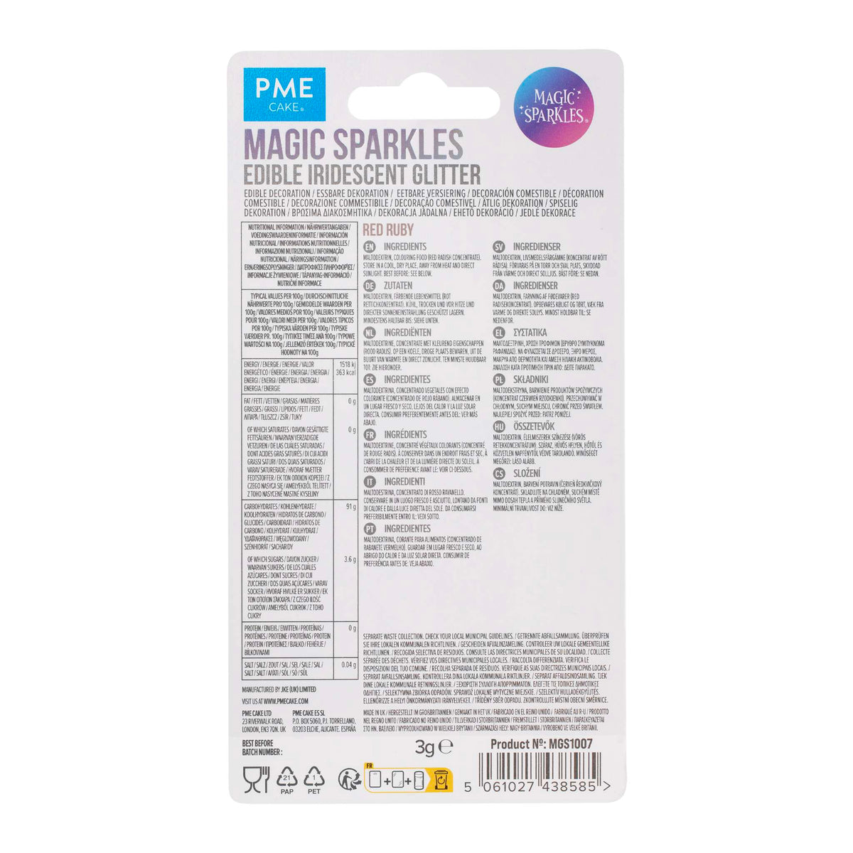 Red Ruby Magic Sparkles Edible Iridescent Glitter (3g / 0.11oz)