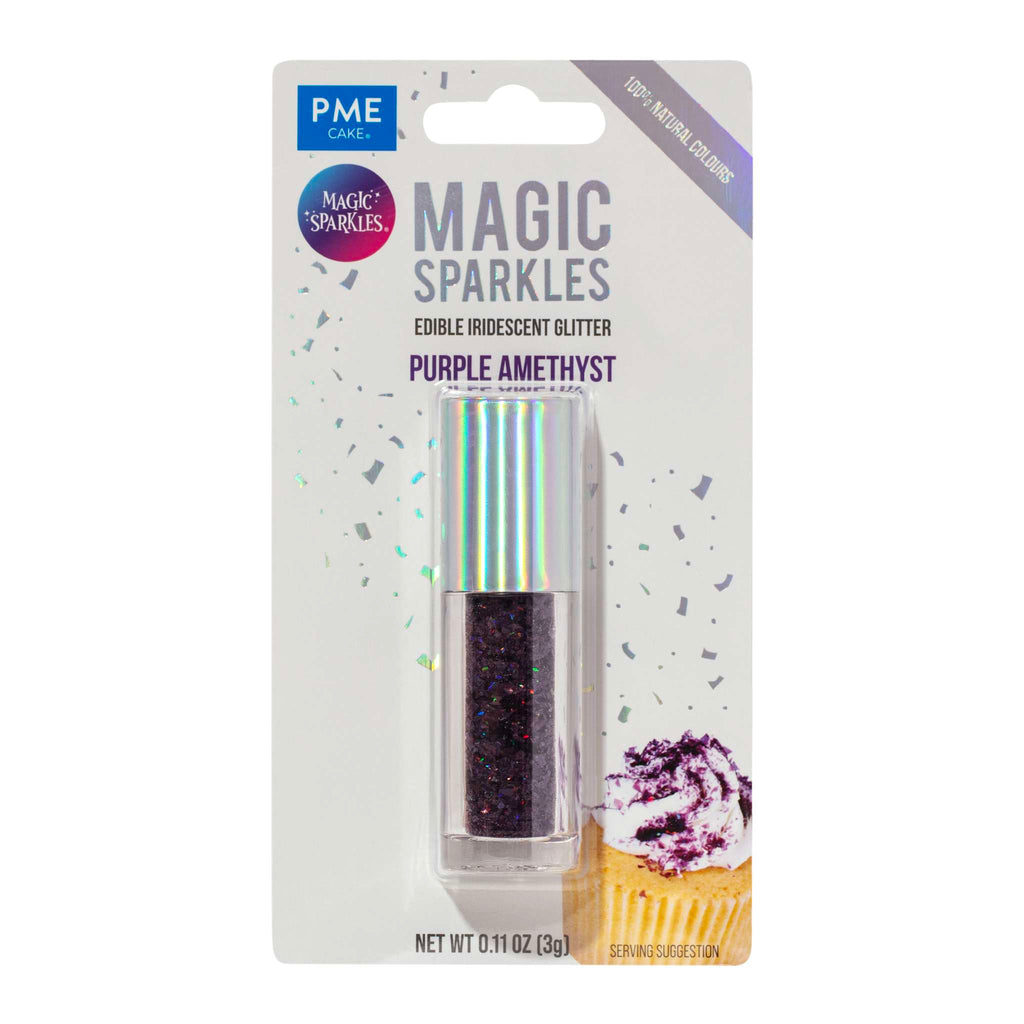 Magic Sparkles, Copos de Glitter Iridiscente Comestible - Amatista Morada (3g)