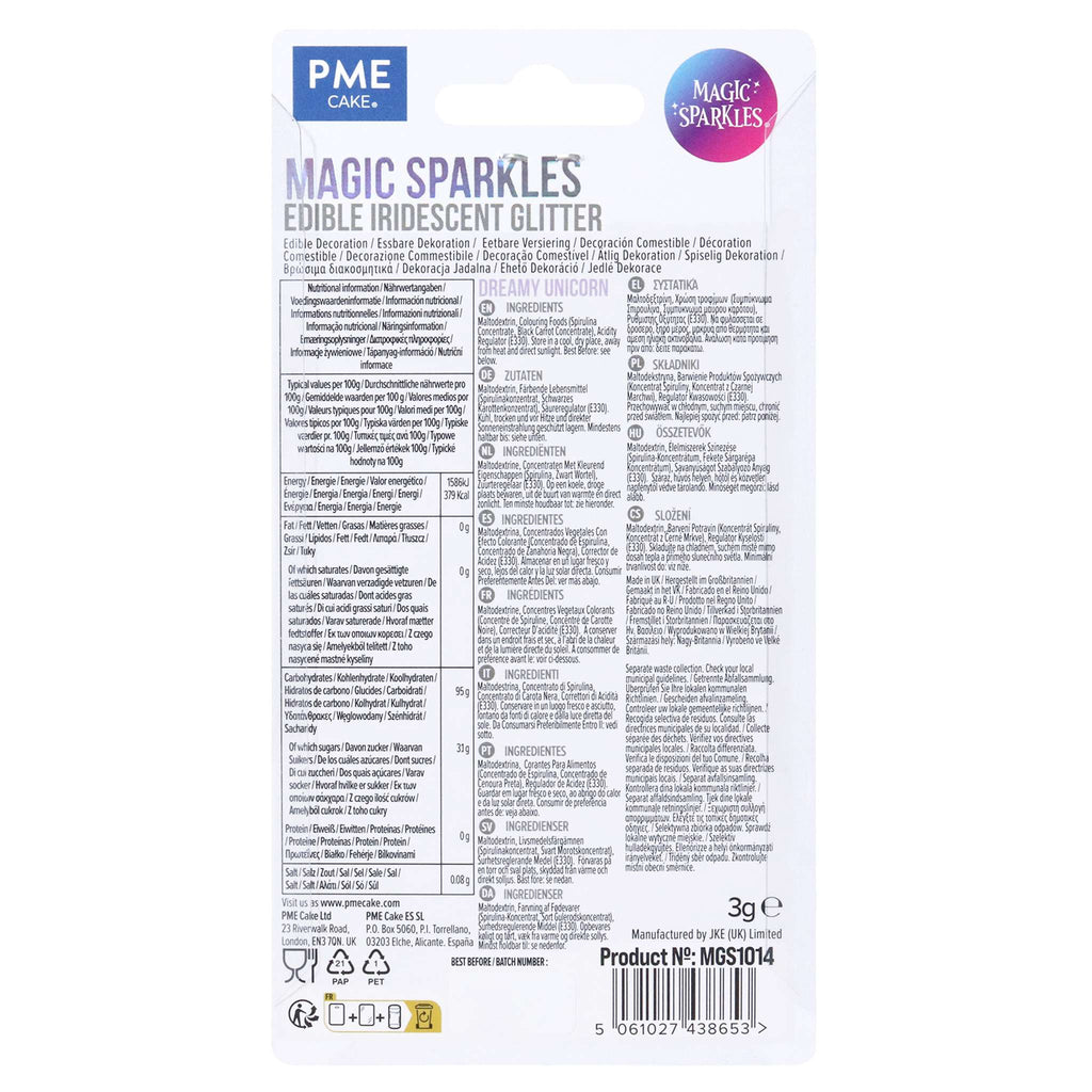 Magic Sparkles, Flocons de Paillettes Irisées Comestibles - Licorne Enchanteresse (3g)