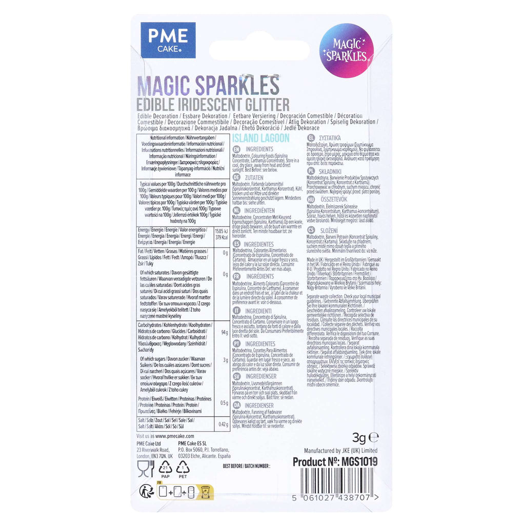 Magic Sparkles, Flocons de Paillettes Irisées Comestibles - Lagune Insulaire (3g)