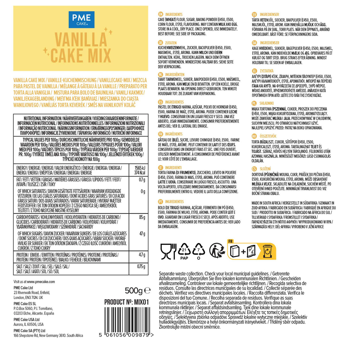 Préparation pour Gâteau à la Vanille (500g)