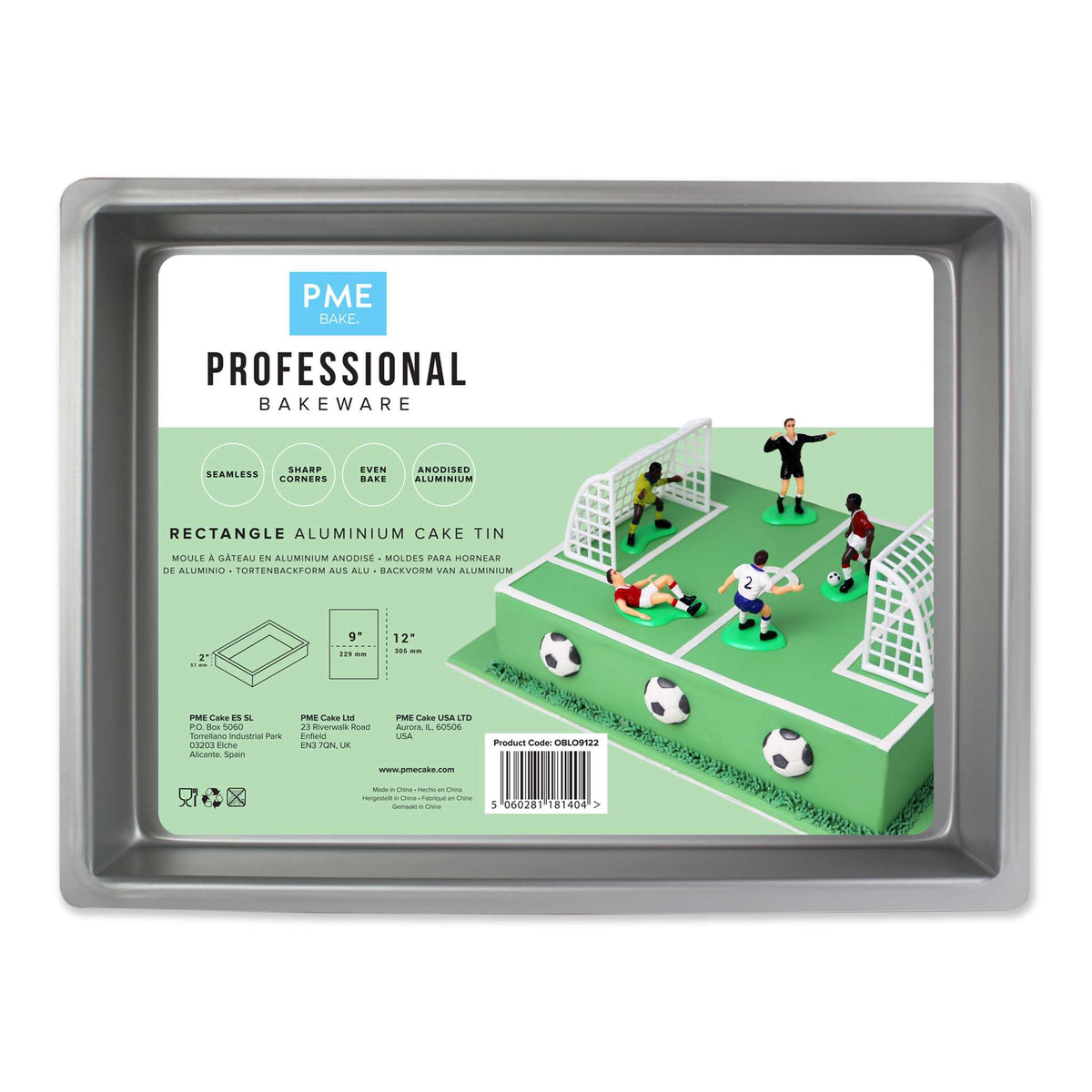 Rectangle Aluminium Cake Tin (9 x 12 x 2" / 229 x 305 x 51mm)