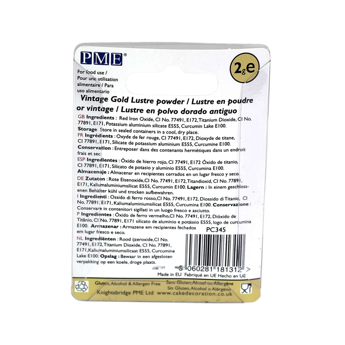 Vintage Gold Lustre Powder Food Colour (2g)
