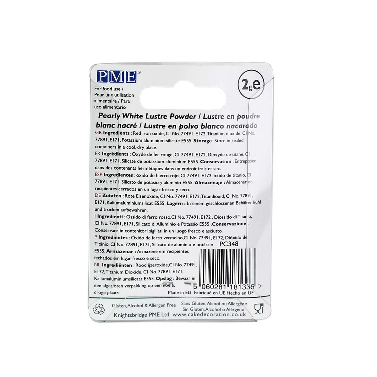 Pearly White Lustre Powder Food Colour (2g)