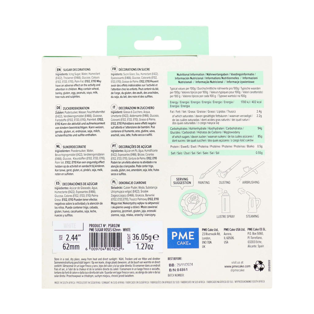 White Sugar Roses Pk/4