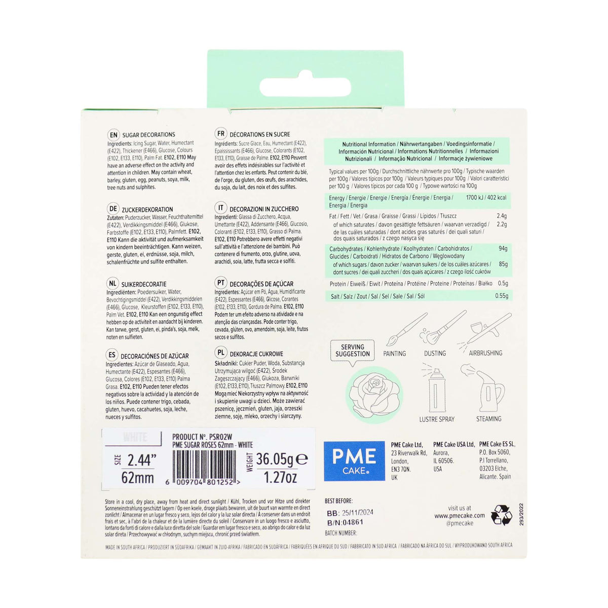 White Sugar Roses Pk/4