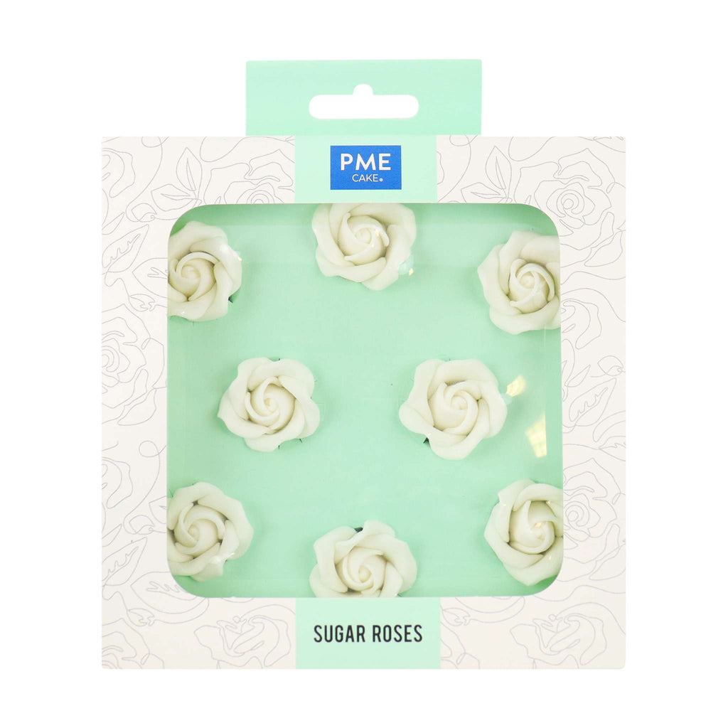 White Sugar Roses Pk/8