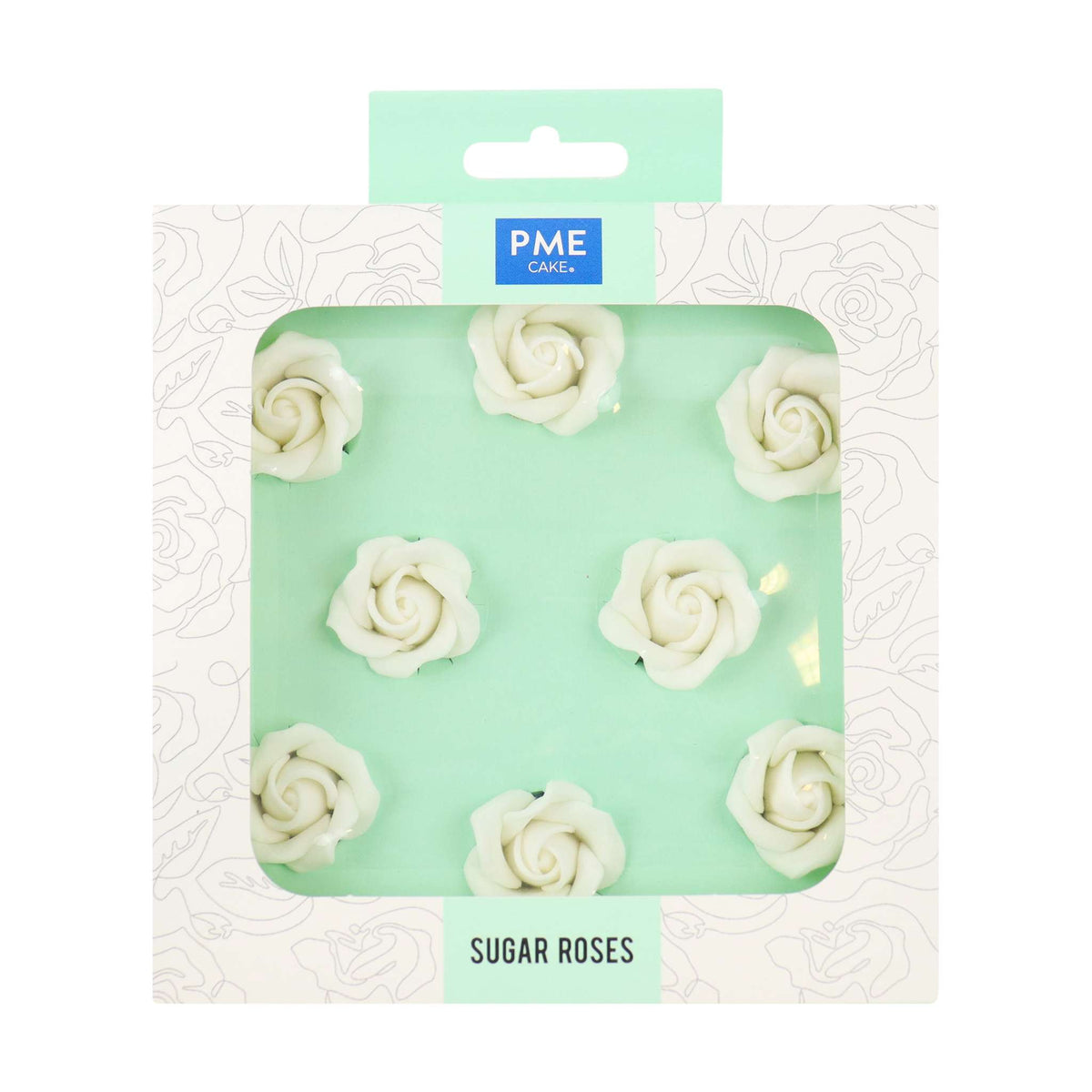 White Sugar Roses Pk/8