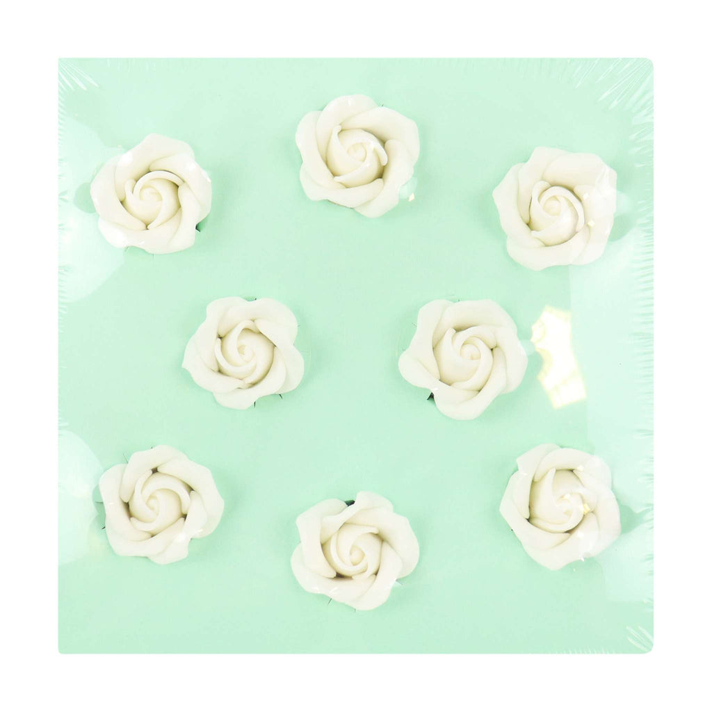 White Sugar Roses Pk/8