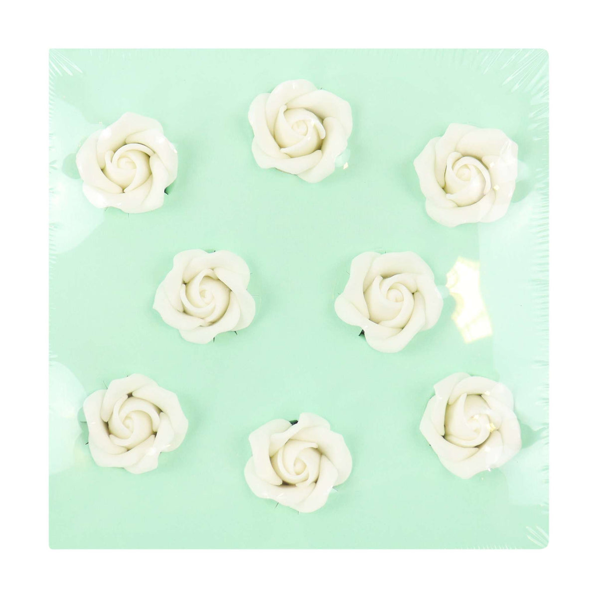 White Sugar Roses Pk/8