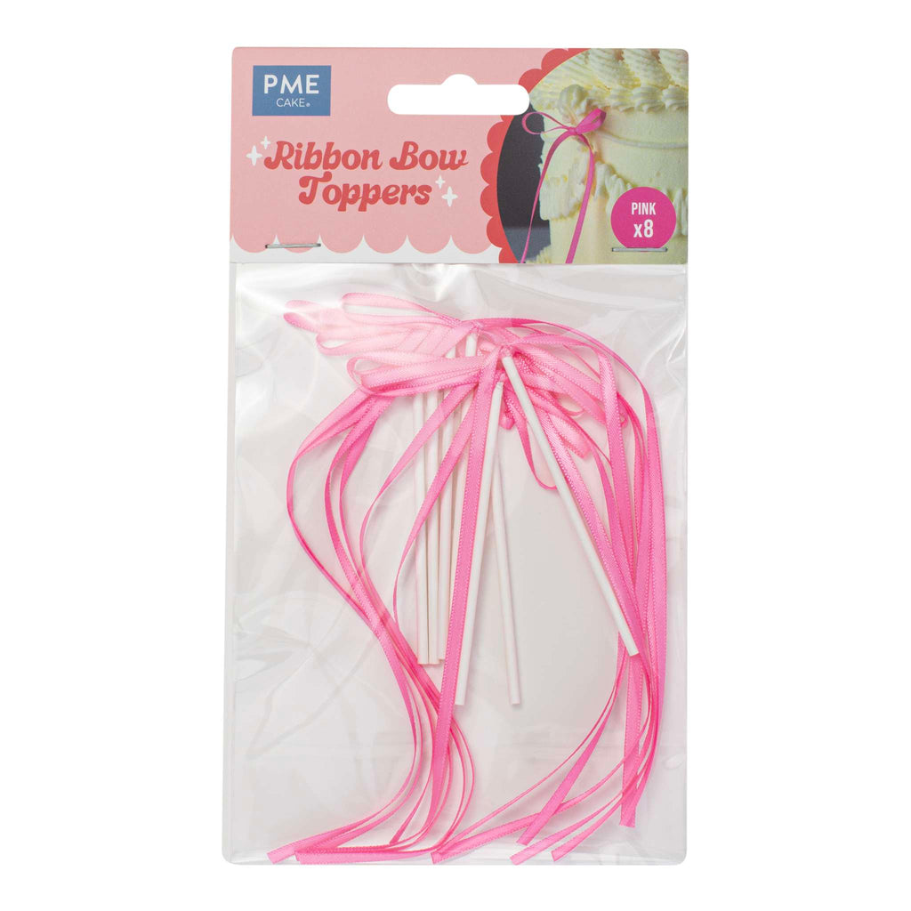 Schleifen-Tortendeko - Pink (8 Stück)