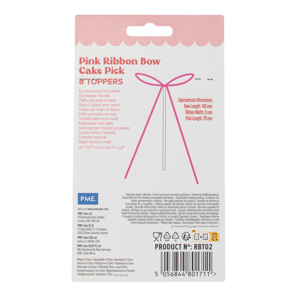 Schleifen-Tortendeko - Pink (8 Stück)