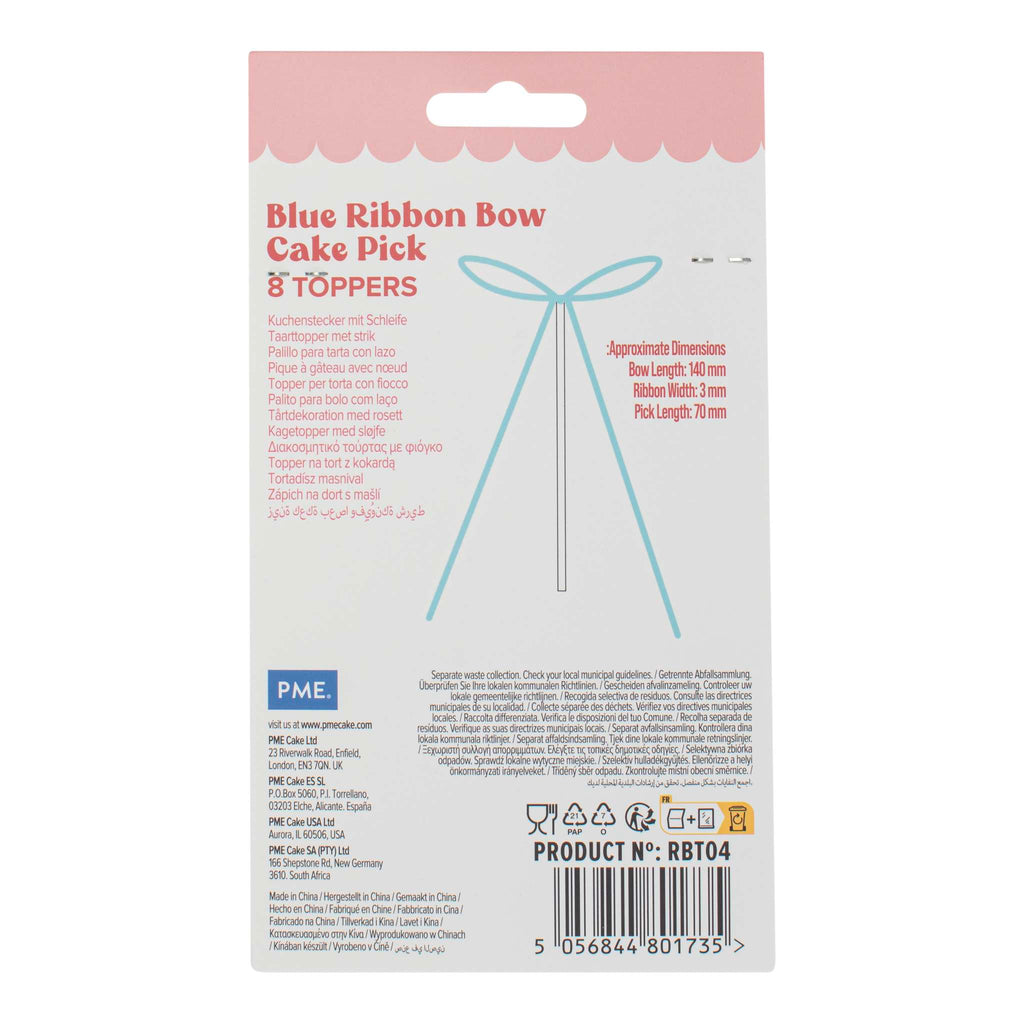 Schleifen-Tortendeko - Blau (8 Stück)