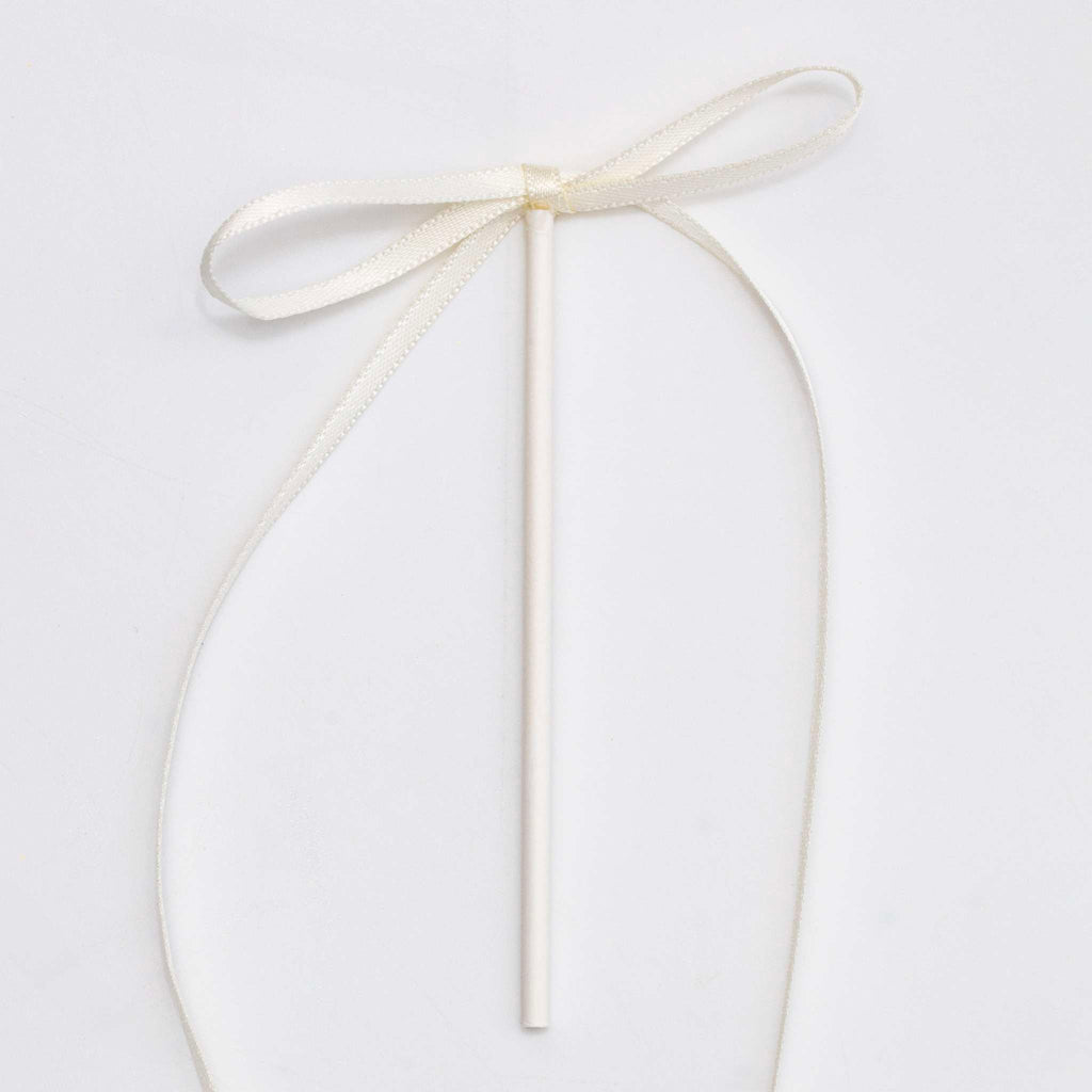 White Ribbon Bow Toppers Pk/8