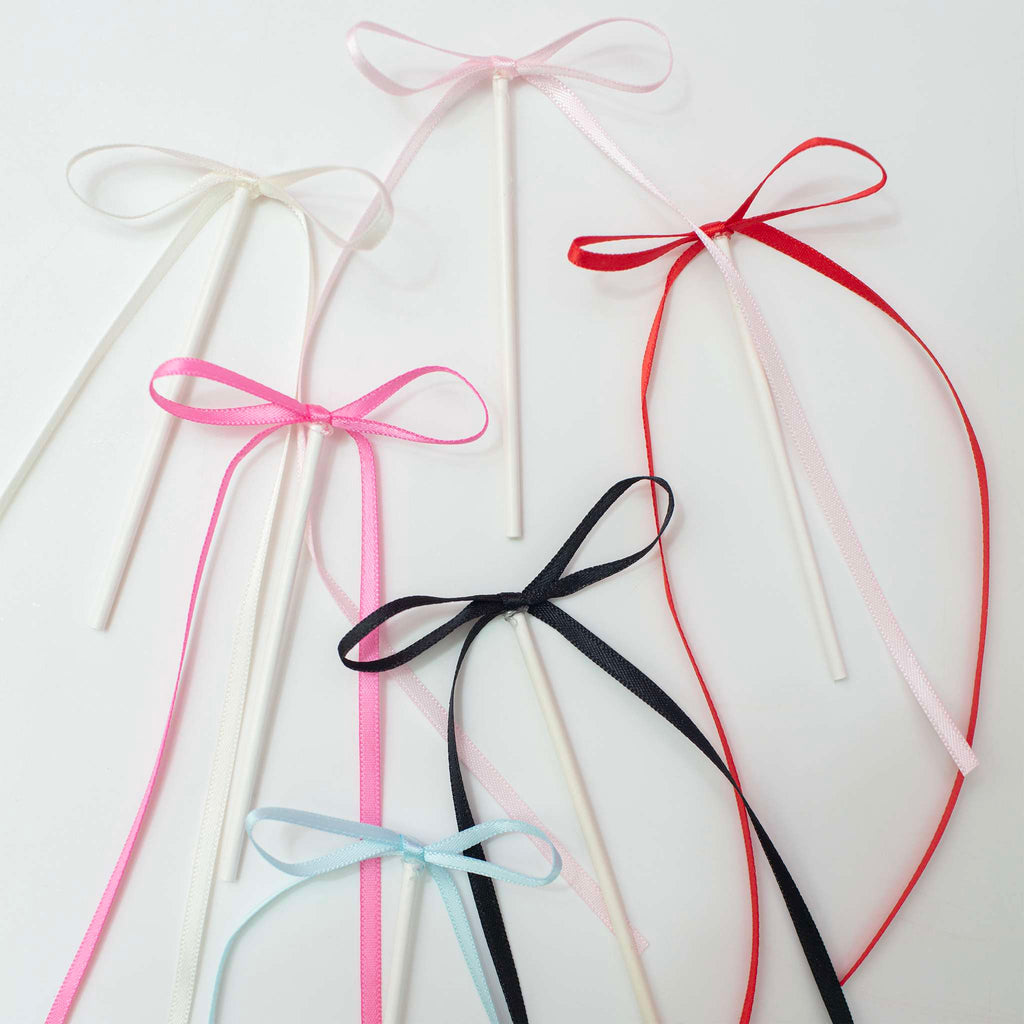White Ribbon Bow Toppers Pk/8