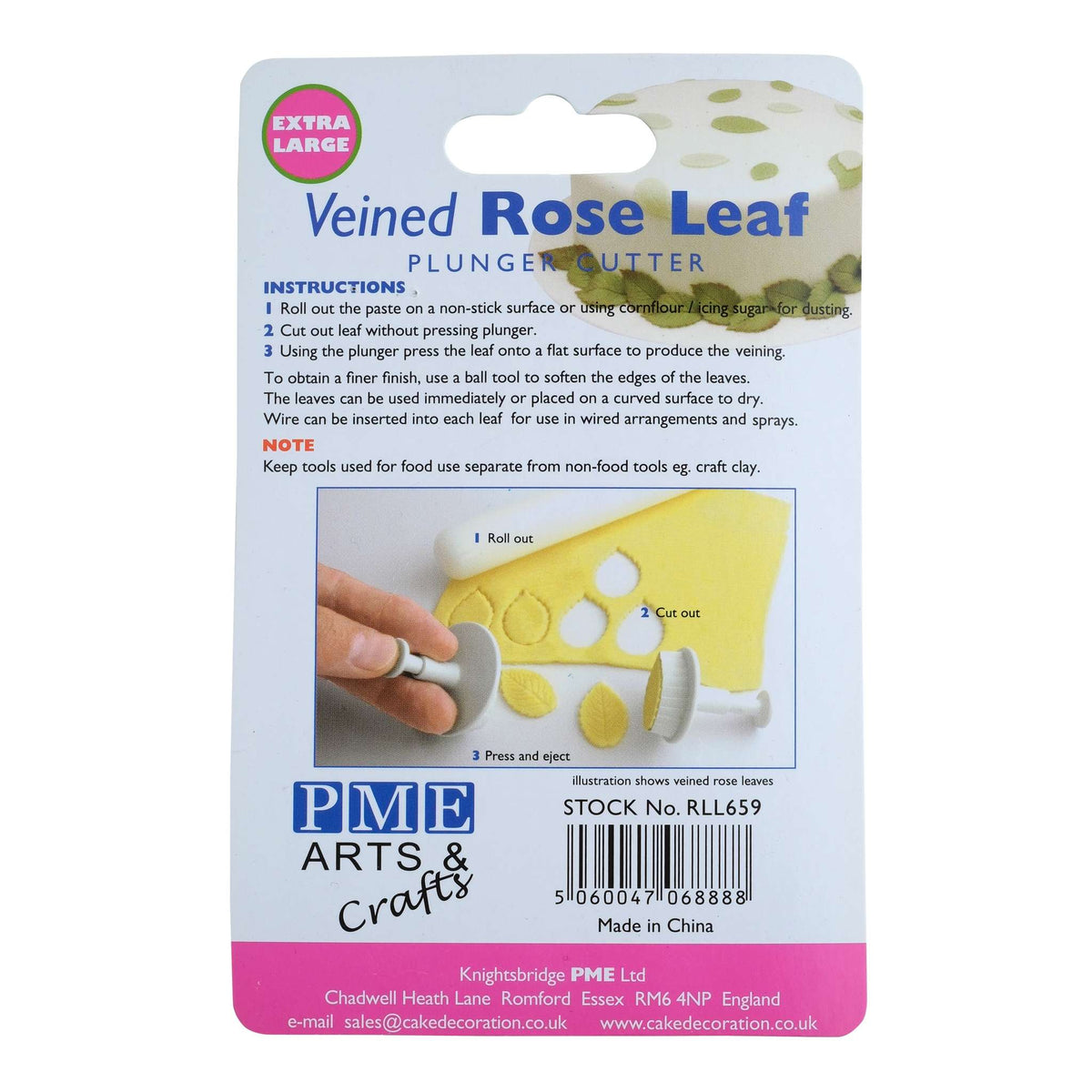 XXX Large Veined Rose Leaf Plunger Fondant Cutter