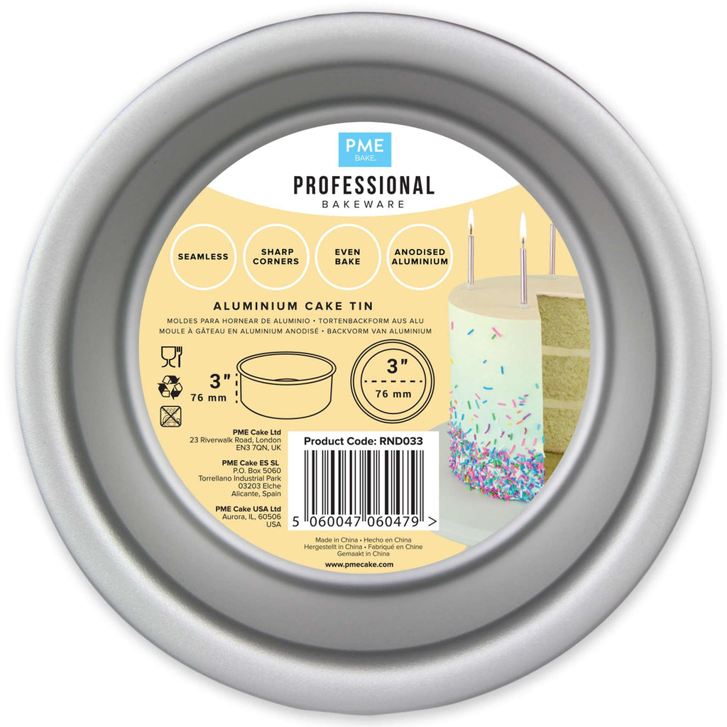 Round Aluminium Cake Tin (3 x 3" / 76 x 76mm)