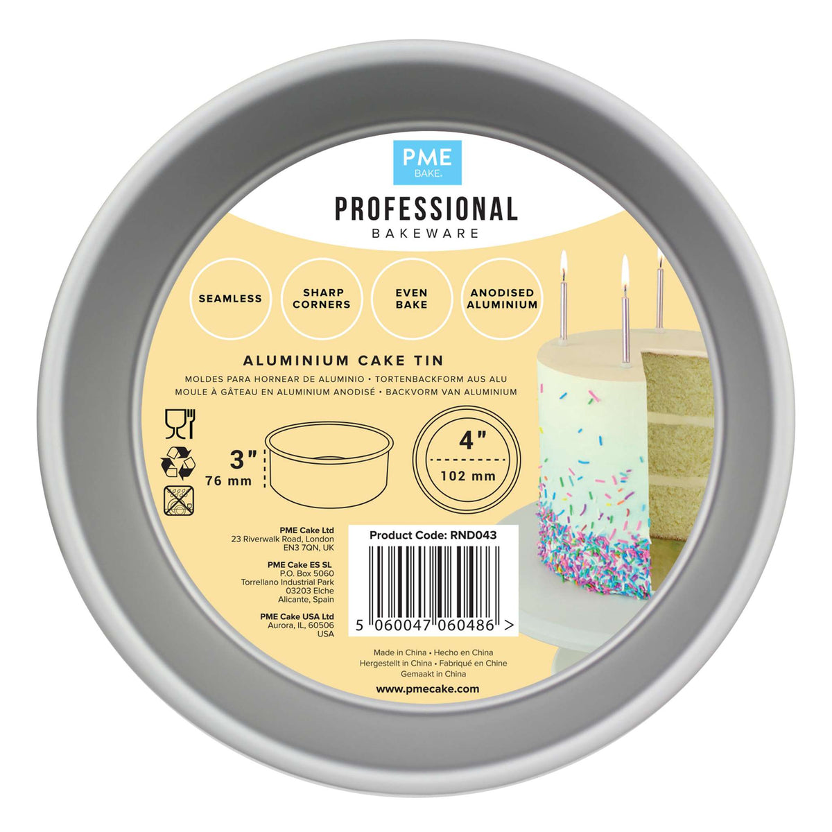 Round Aluminium Cake Tin (4 x 3" / 102 x 76mm)