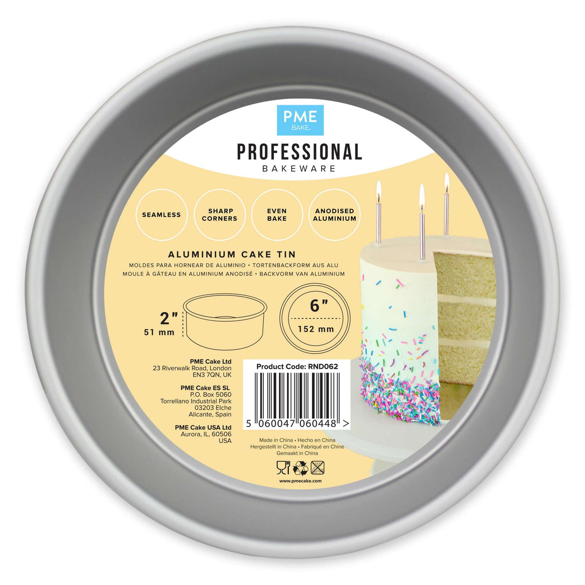 Molde para Pastel Redondo de Aluminio Anodizado PME Profundidad de 6 x 2-pulgadas