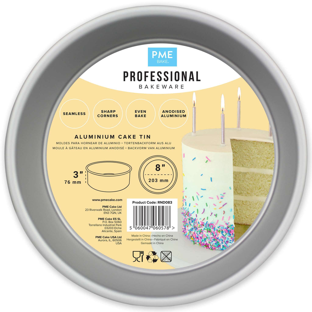 Round Aluminium Cake Tin (8 x 3" / 203 x 76mm)