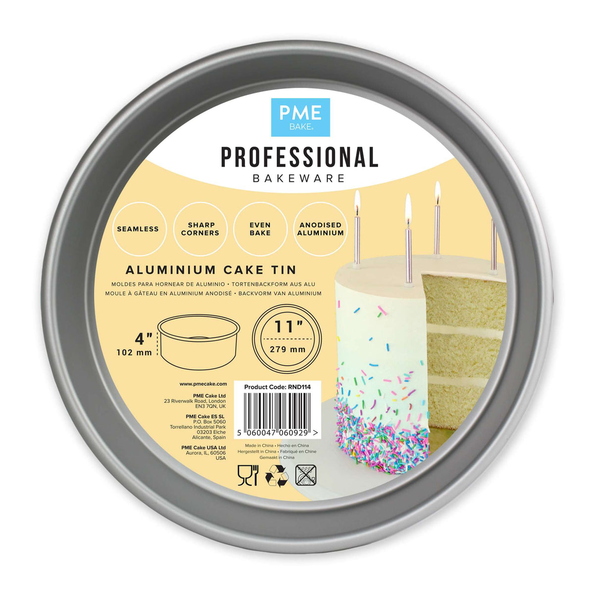 Round Aluminium Cake Tin (11 x 4" / 279 x 102mm)