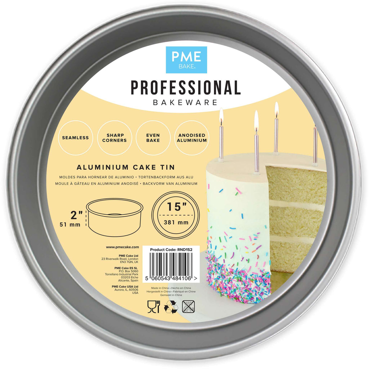 Round Aluminium Cake Tin (15 x 2" / 381 x 51mm)