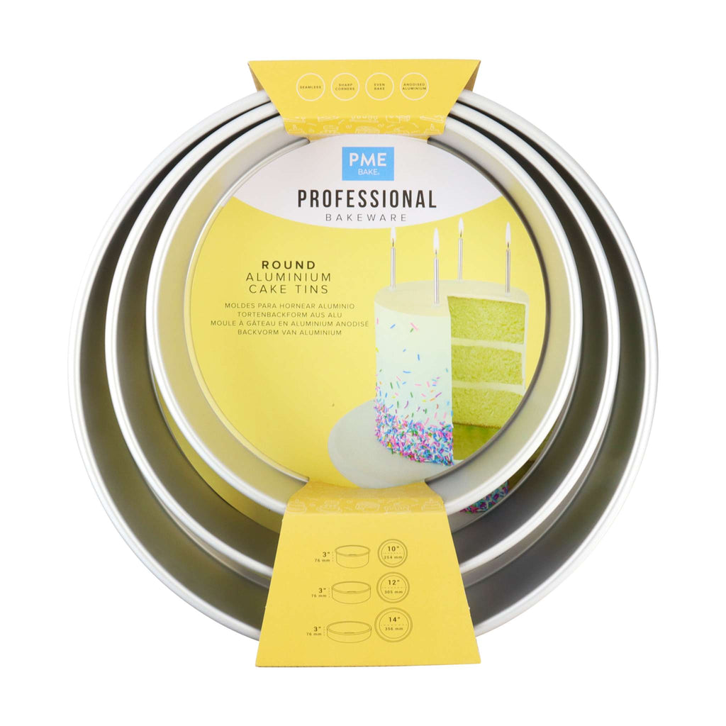 Round Aluminium Cake Tins Set Of 3 (10, 12, 14" x 3")