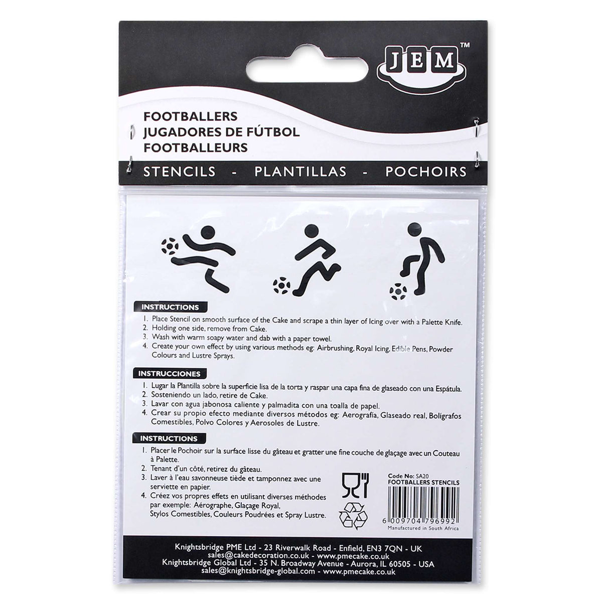 Plantillas JEM - Futbolistas, Set de 3 (90mm / 3.5")