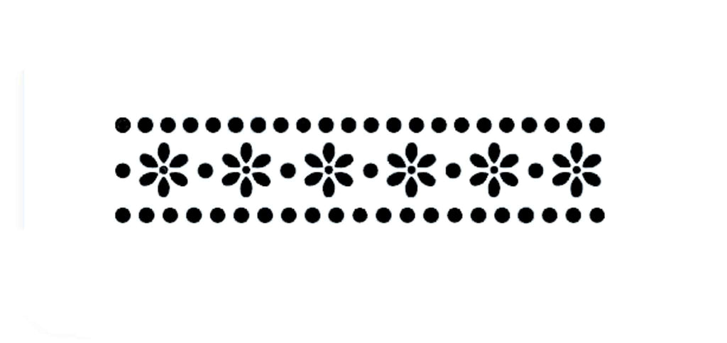 JEM Pochoir - Bordure de marguerites et points (102 x 22mm / 4 x 1")