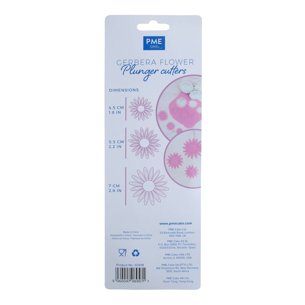 Gerbera Flower Plunger Fondant Cutters Set Of 3