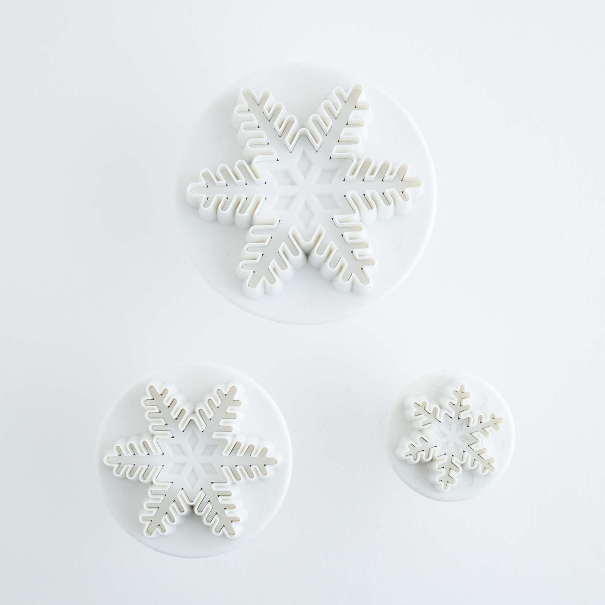 Neuheits-Plunger-Ausstecher - S/M/L Schneeflocken, Set aus 3 Stück