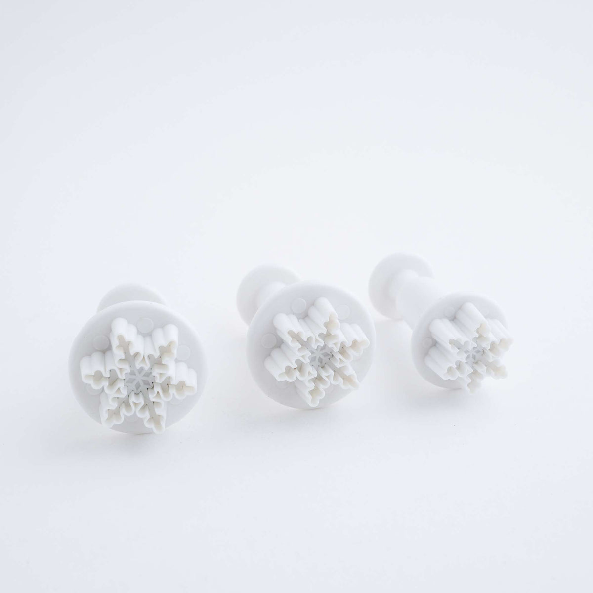 Neuheits-Plunger-Ausstecher - S/M/L Mini-Schneeflocken, Set aus 3 Stück