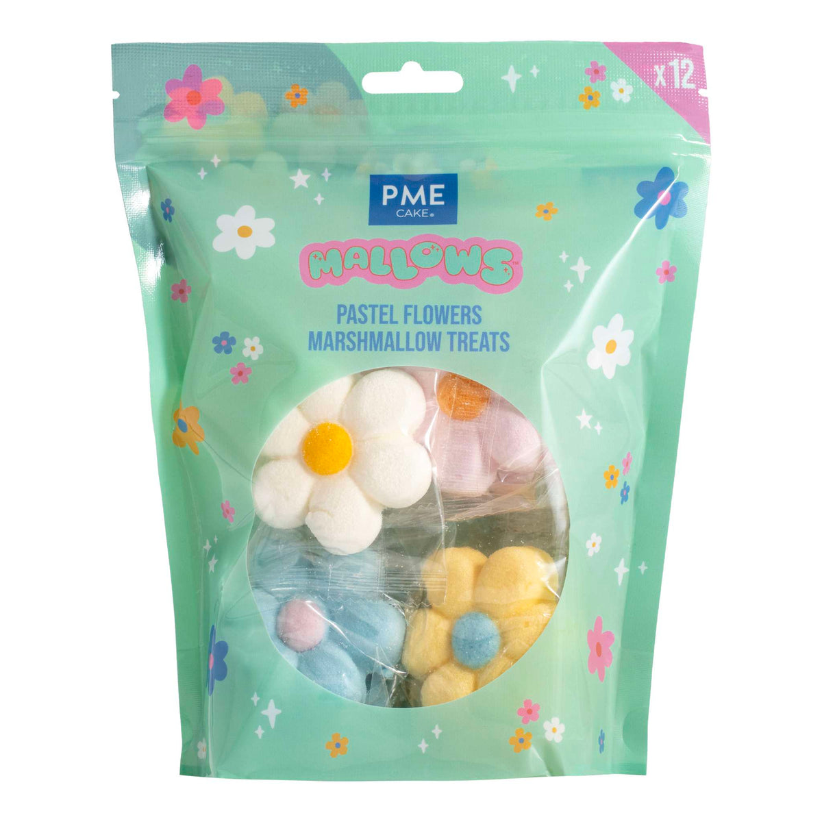 Mallows - Marshmallow Treats - Fleurs Pastel, Pack de 12