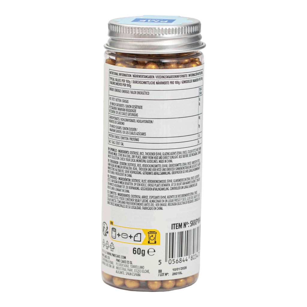 Gold Pearl Sprinkles 6mm (60g)
