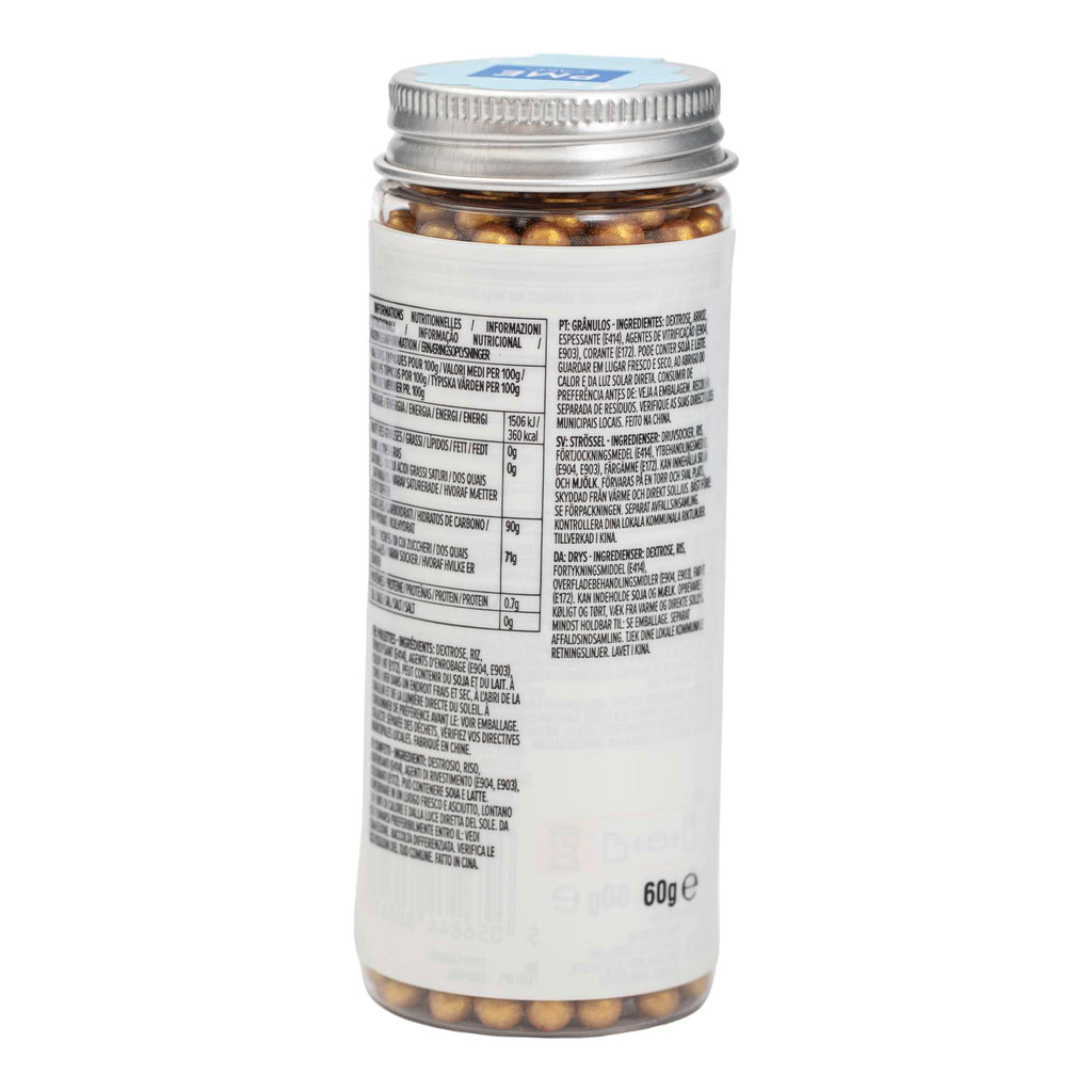 Gold Pearl Sprinkles 6mm (60g)
