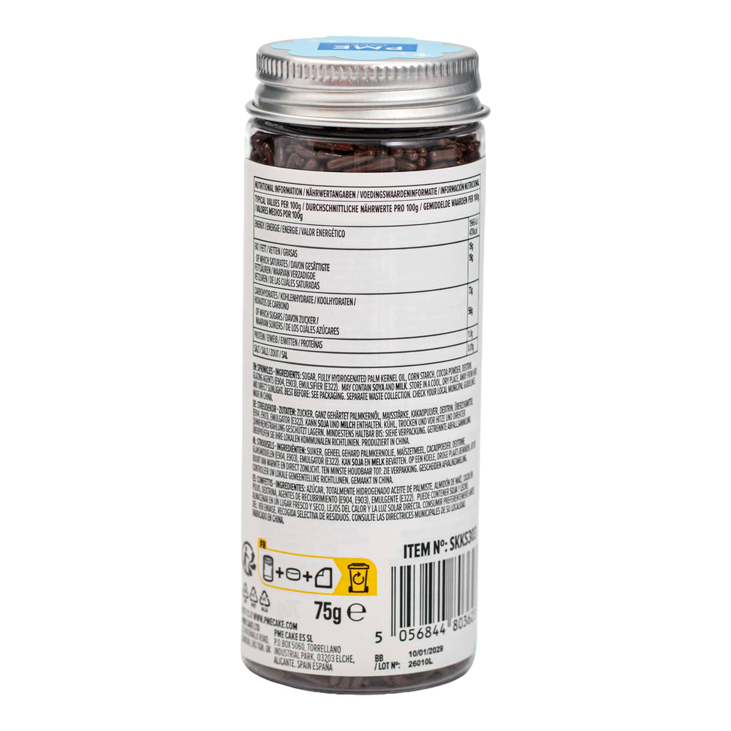 Chocolate Brown Sprinkle Strands (75g)